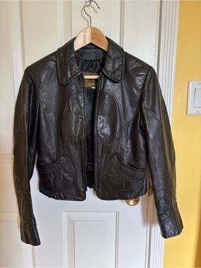 Vintage Leather Ranch Crop Genuine Leather Jacket